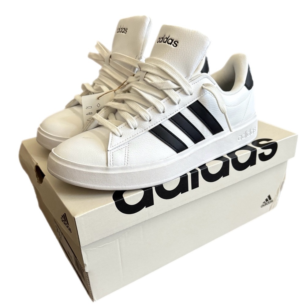 Adidas Grand Court 2.0 — White & Black — Size 7.5 🆕 NWT